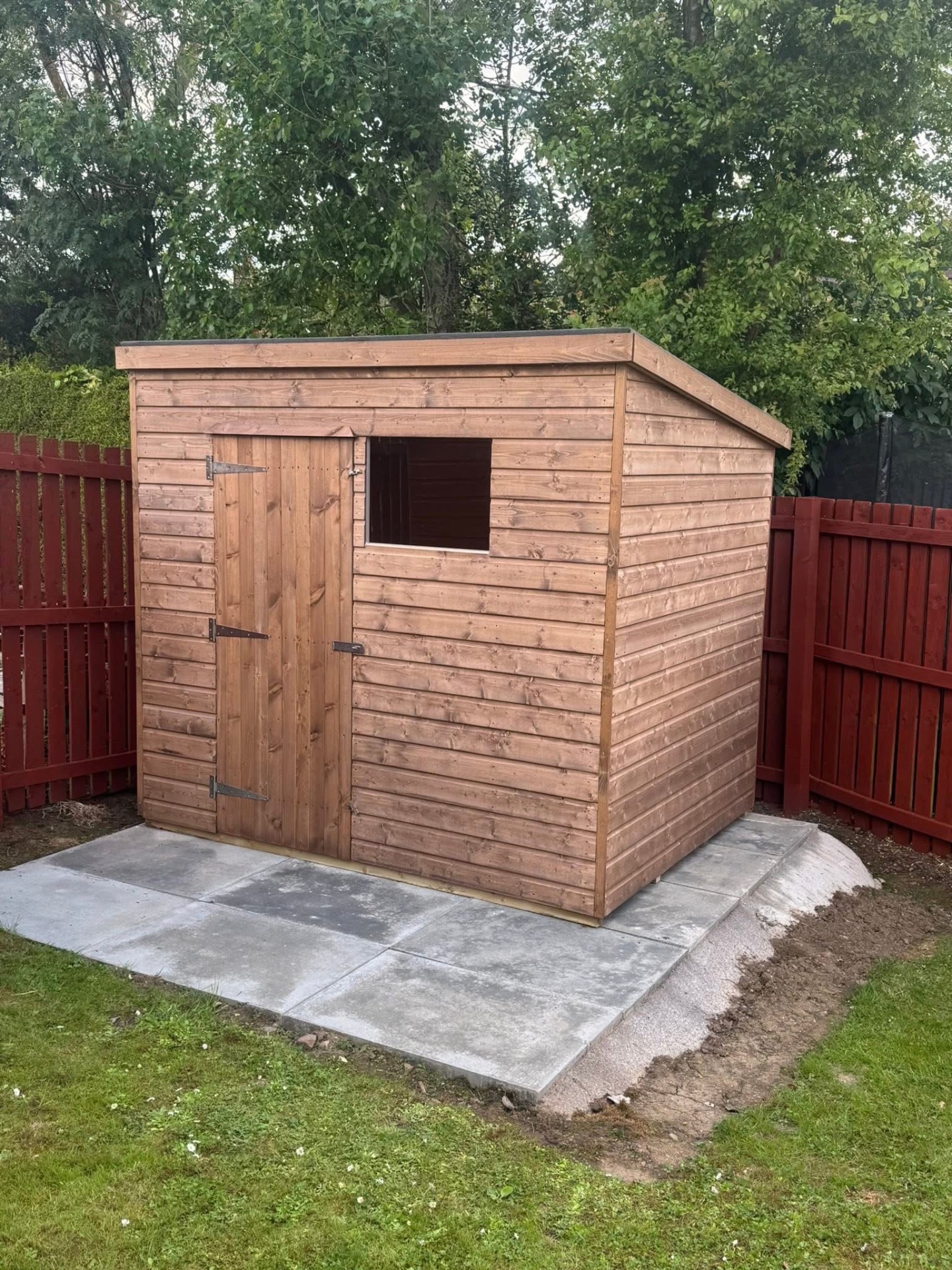 Custom timber pent shed built to suit a customer's garden in Ayrshire